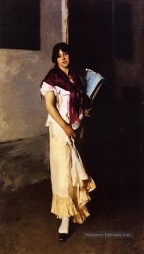 Fille Italienne avec portrait de Fan John Singer Sargent Peinture à l'huile